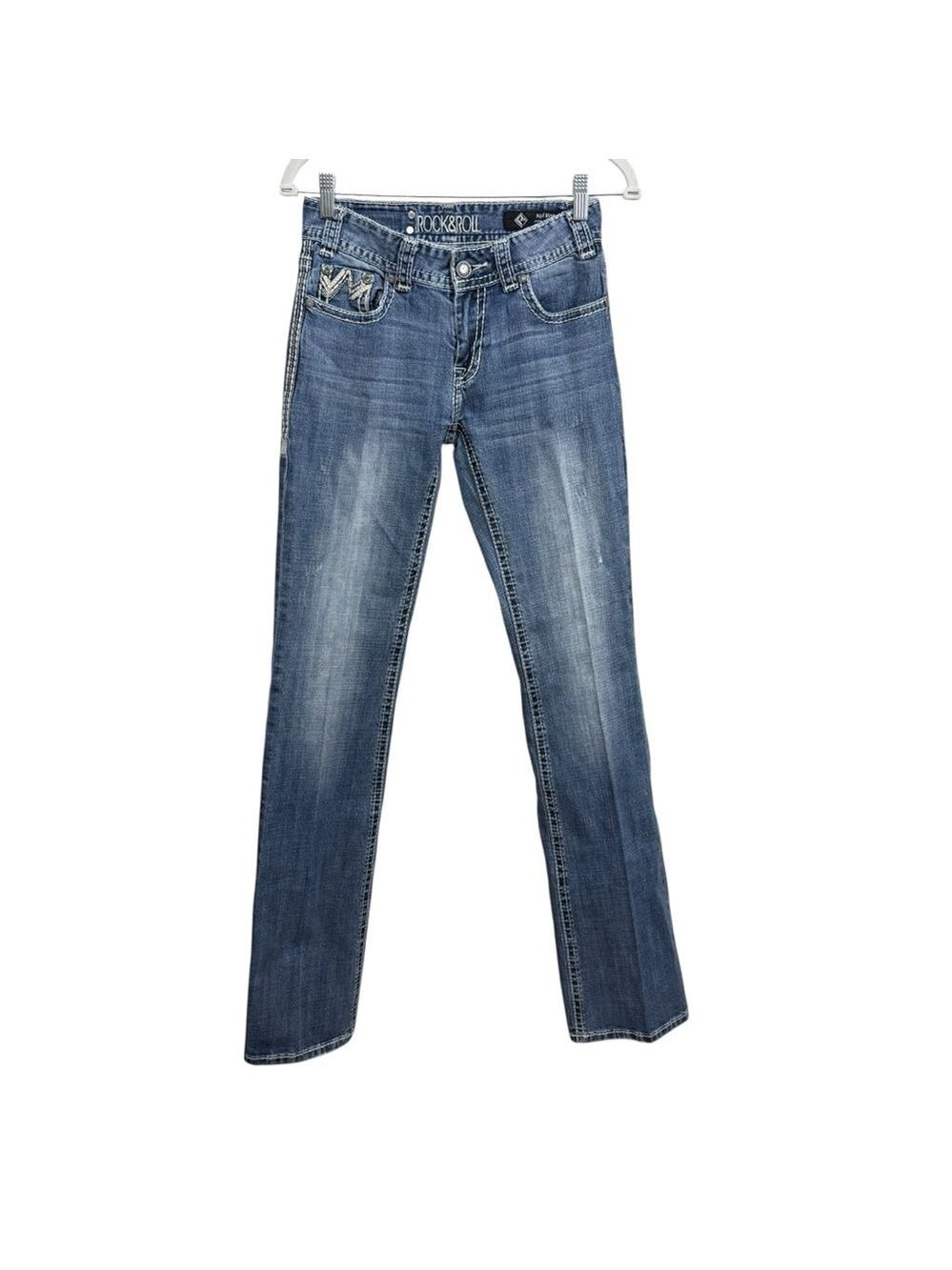Rock & Roll Cowgirl‎ Bootcut Jeans Size 27x38 Mid Rise Embroidered
